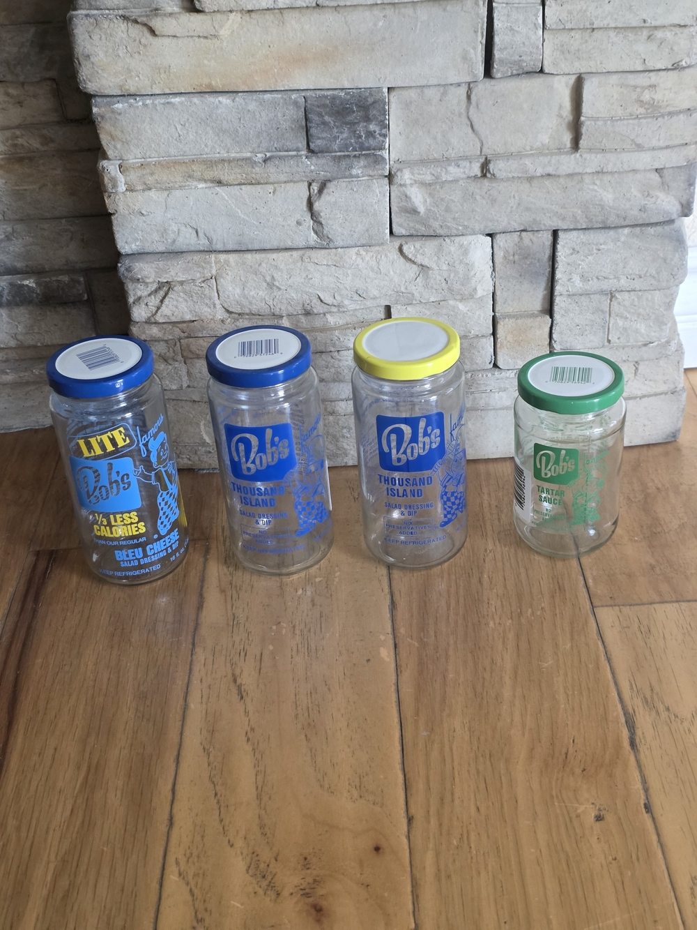 Glass Jar Wall Art - Blue and Green Accent Lids